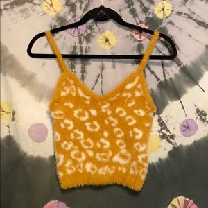 A Fuzzy Cheetah Crop Top